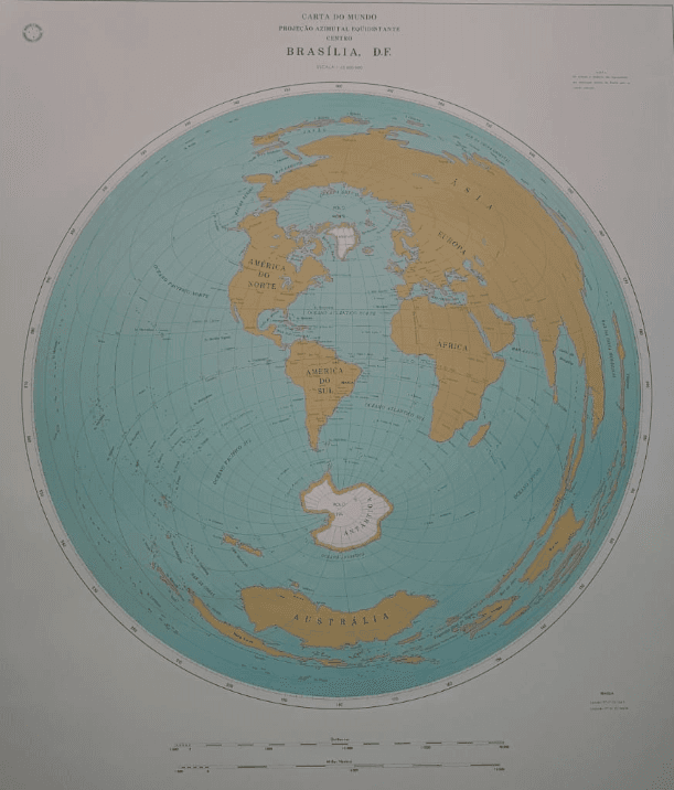 CARTA 10001 - CARTA DO MUNDO - PROJEÇÃO AZIMUTAL EQUIDISTANTE