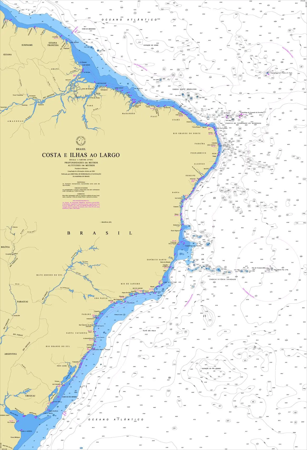 CARTA 1 - BRASIL - COSTA E ILHAS AO LARGO